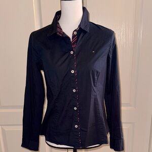 TOMMY HILFIGER  - Navy Button-Up Shirt - Size Small